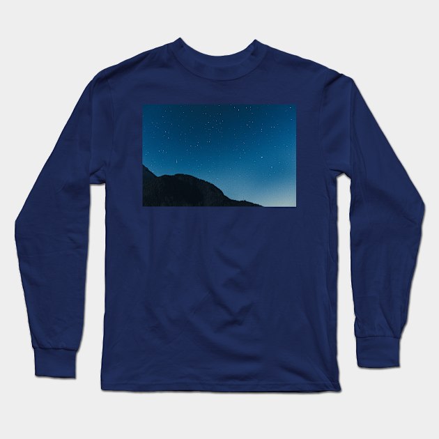 Starry night sky in the mountains Long Sleeve T-Shirt by Luigi Veggetti